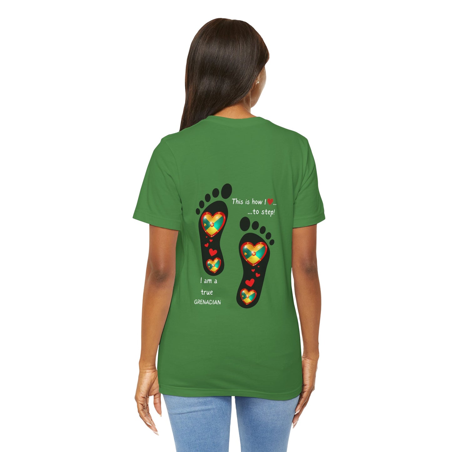 Unisex Jersey Short Sleeve Tee - LoveJustJules Grenadian Heart Flag Tee - Gift Idea