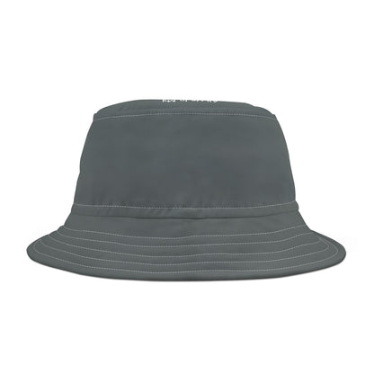 Dark Grey Coloured - Heart-Shaped Jamaican Flag Bucket Hat with 'All Up In My Head... I am a True Jamaican' Text