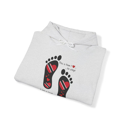 Trinidad Flag Footprints Hooded Top - Unique design meets comfort in our sweatshirt. Unisex style for all." Gift Idea for him and her.