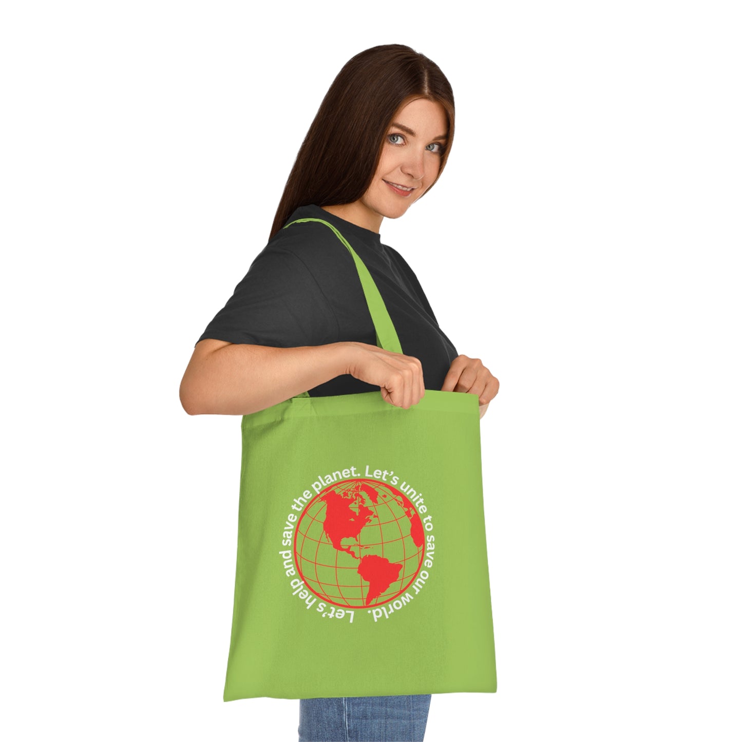 Cotton Tote/Bag - Global Consciousness Tote: LoveJustJules Eco-Friendly World Outline Bag