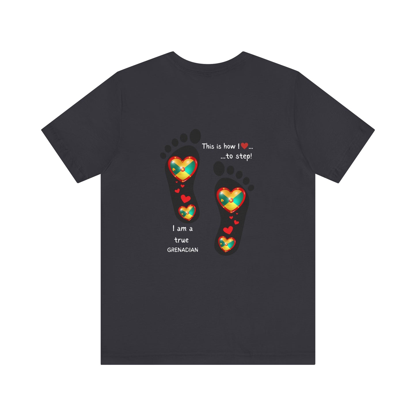 Unisex Jersey Short Sleeve Tee - LoveJustJules Grenadian Heart Flag Tee - Gift Idea