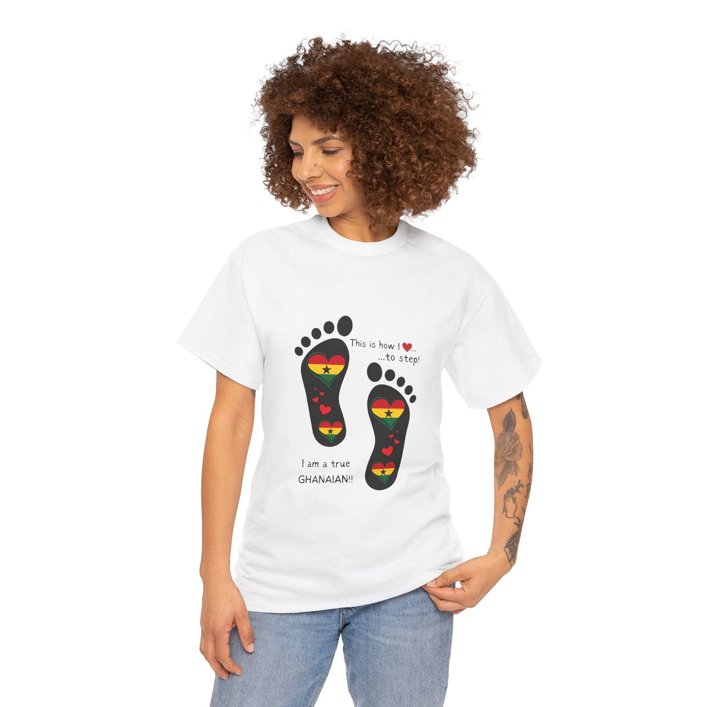 Unisex Ultra Cotton Tee - LoveJustJules Heart Flag Unisex Tee: Ghanaian Pride Edition