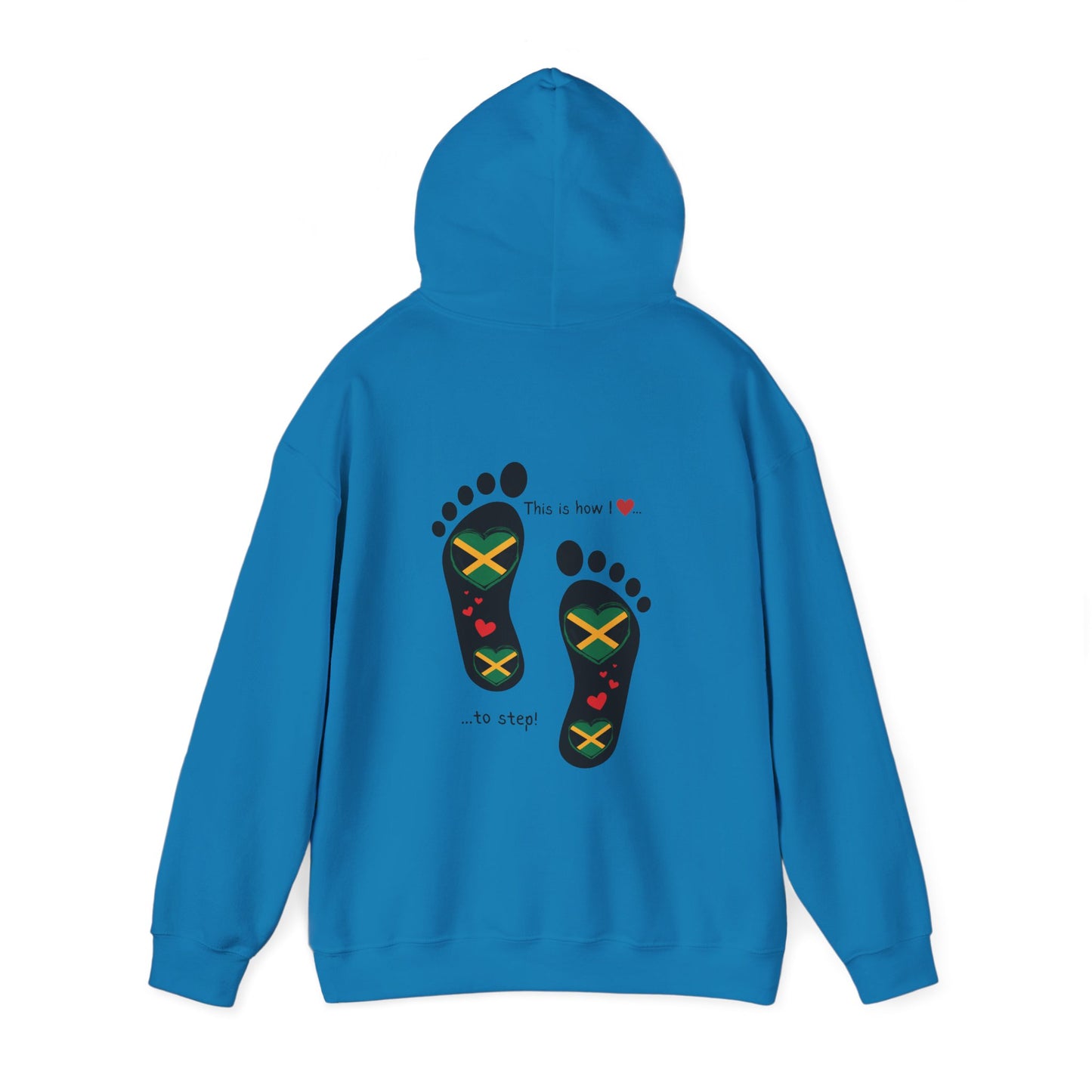 Jamaican Heritage Heart-Shaped Flag Footprints Unisex Hooded Top