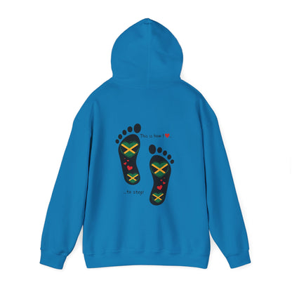 Jamaican Heritage Heart-Shaped Flag Footprints Unisex Hooded Top