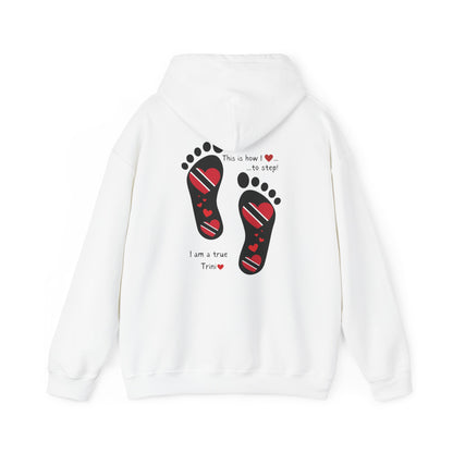 Trinidad Flag Footprints Hooded Top - Unique design meets comfort in our sweatshirt. Unisex style for all." Gift Idea for him and her.