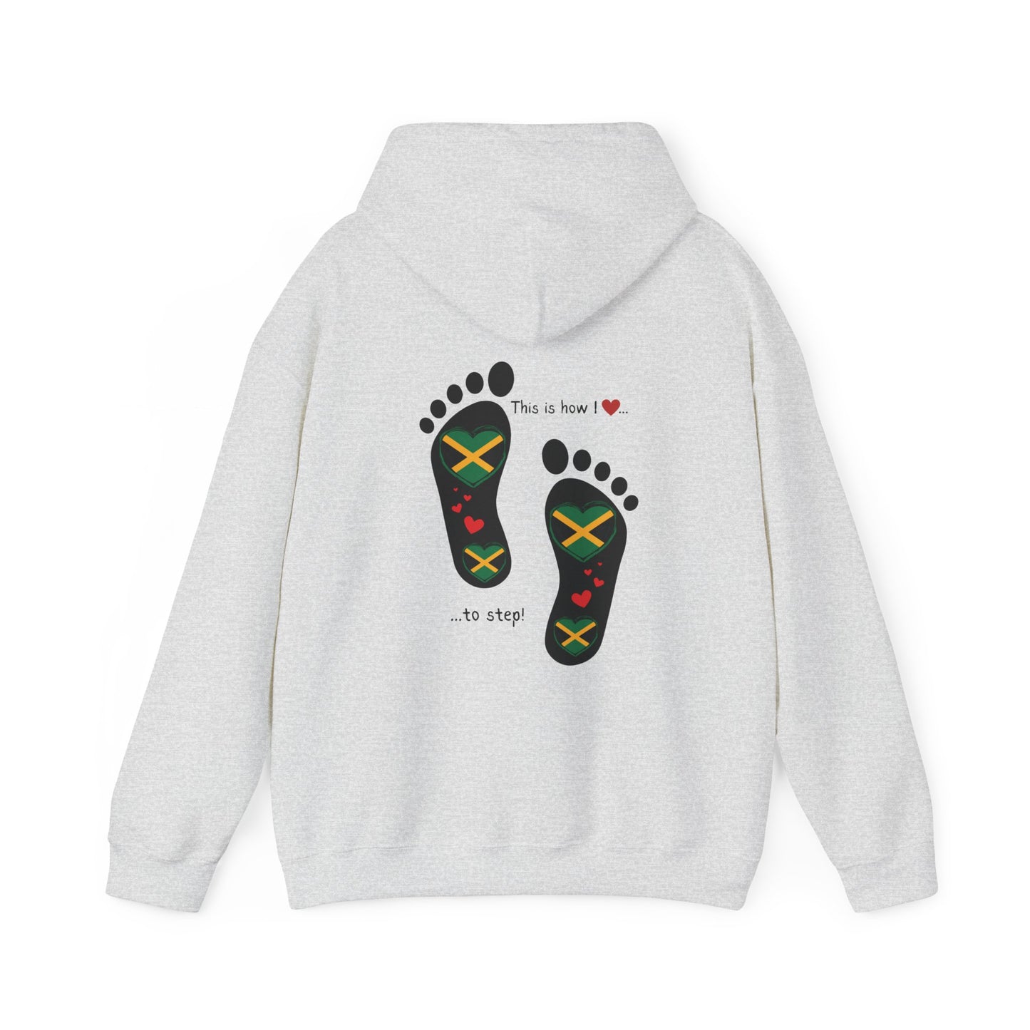 Jamaican Heritage Heart-Shaped Flag Footprints Unisex Hooded Top