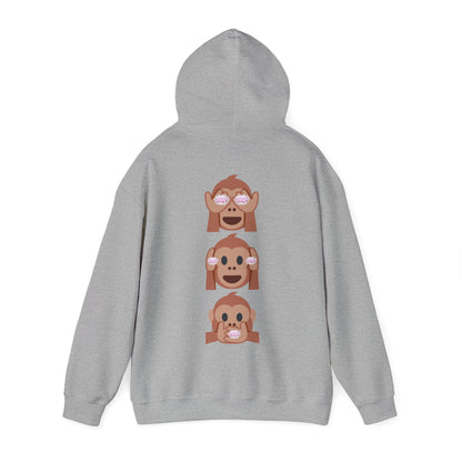 Introducing our iconic "See No Evil..Poop, Hear No Evil..Poop, Speak No Evil..Poop" monkeys hooded sweatshirt.