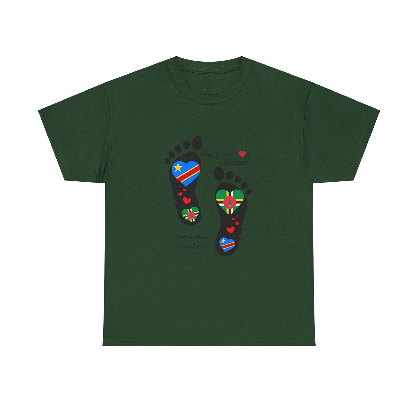 Unisex Heavy Cotton Tee - LoveJustJules - "Heritage Fusion: Celebrating Congo & Dominica in Every Step"