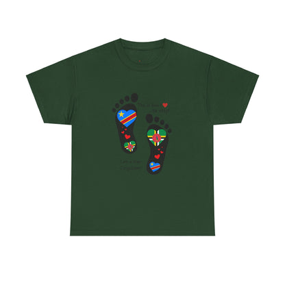 Unisex Heavy Cotton Tee - LoveJustJules - "Heritage Fusion: Celebrating Congo & Dominica in Every Step"