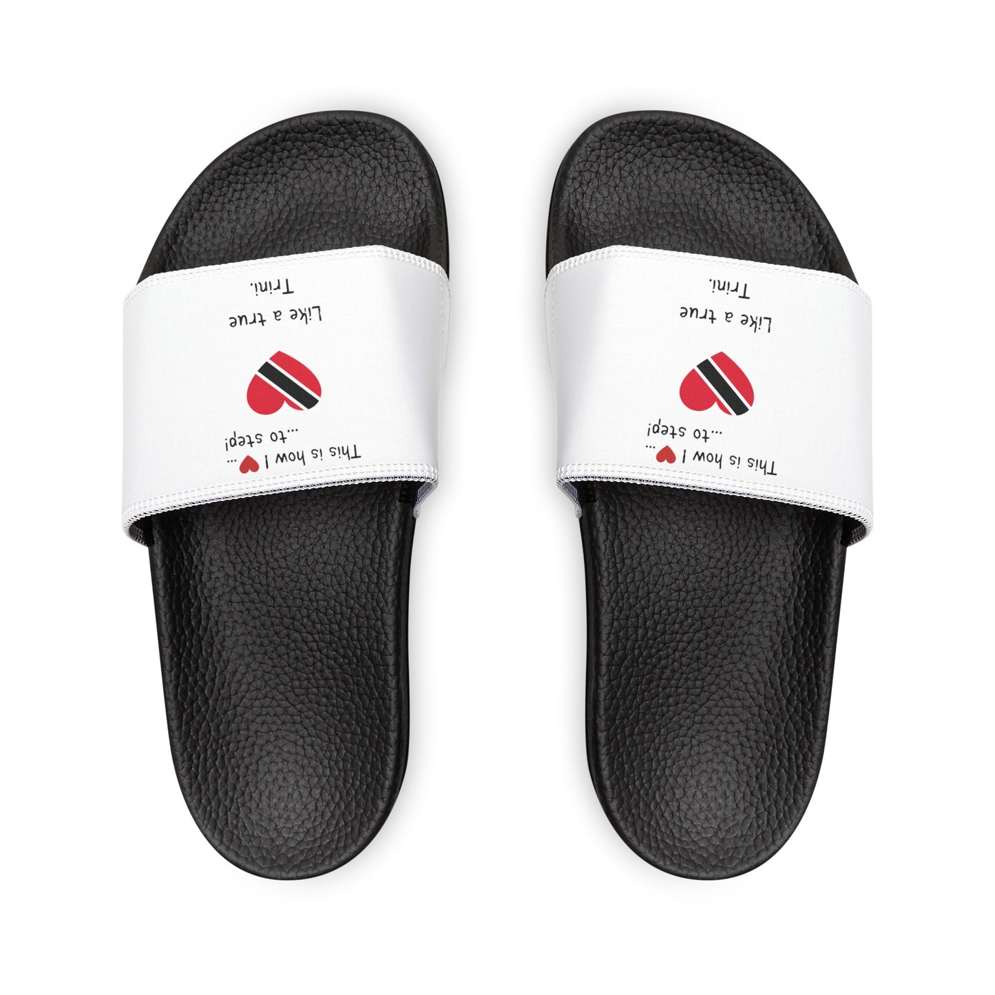 Women's PU Slide Sandals - Stride with pride in our Heart-shaped Trinidad flag slider footwear from LoveJustJules!