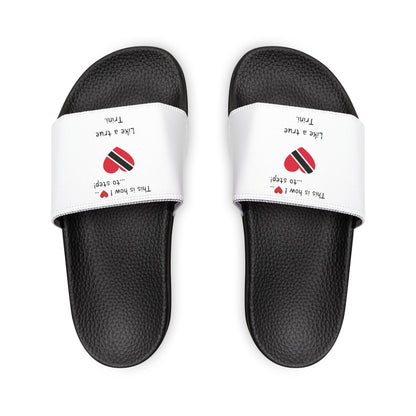 Women's PU Slide Sandals - Stride with pride in our Heart-shaped Trinidad flag slider footwear from LoveJustJules!