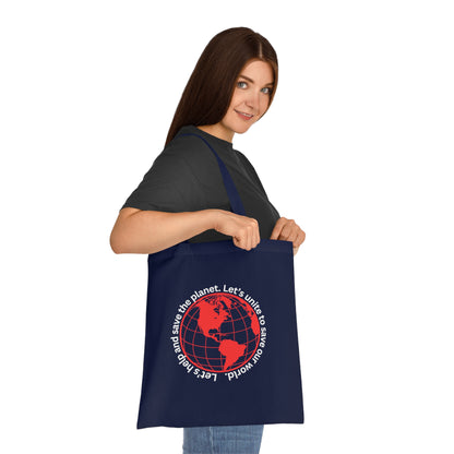 Cotton Tote/Bag - Global Consciousness Tote: LoveJustJules Eco-Friendly World Outline Bag