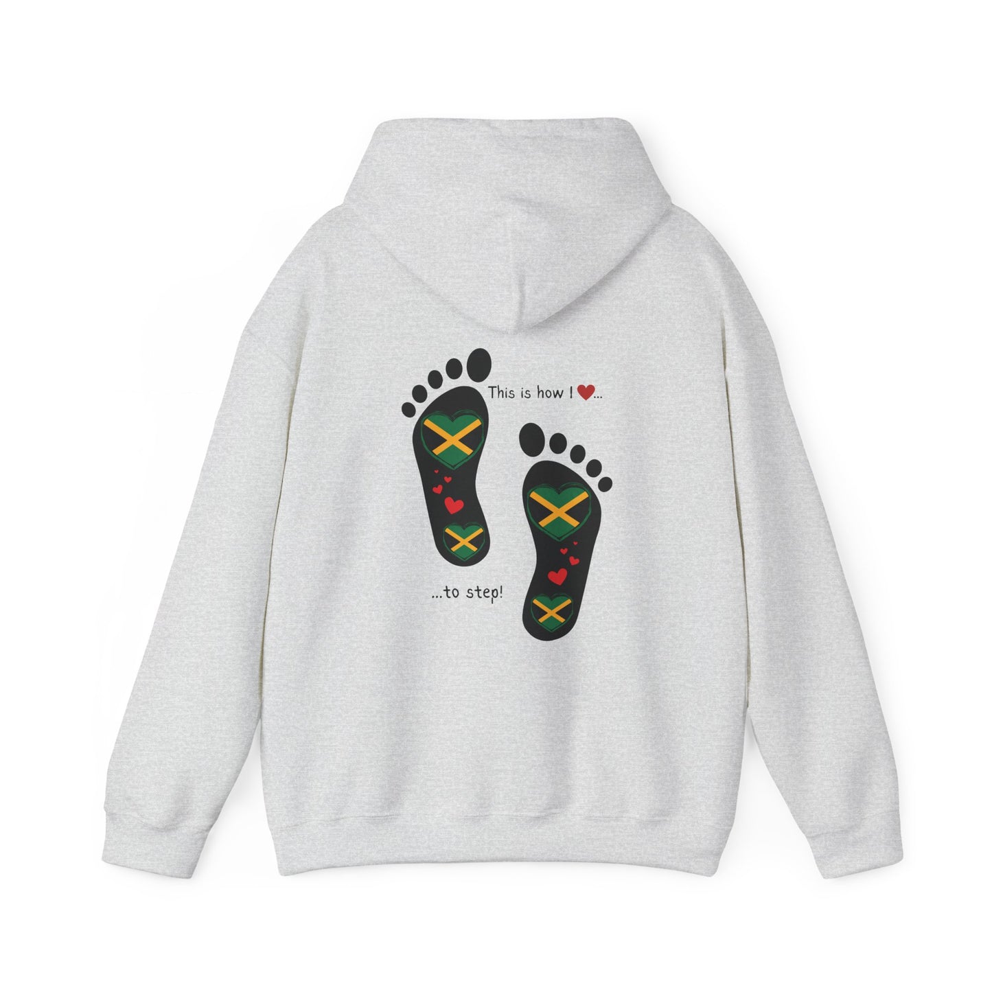 Jamaican Heritage Heart-Shaped Flag Footprints Unisex Hooded Top