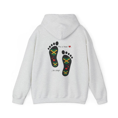 Jamaican Heritage Heart-Shaped Flag Footprints Unisex Hooded Top