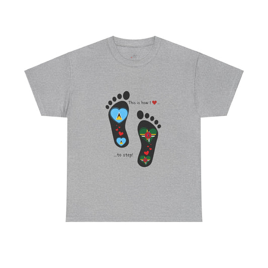 Caribbean Fusion: Footprint Flags Tee - Celebrate Saint Lucia & Dominica in Style!