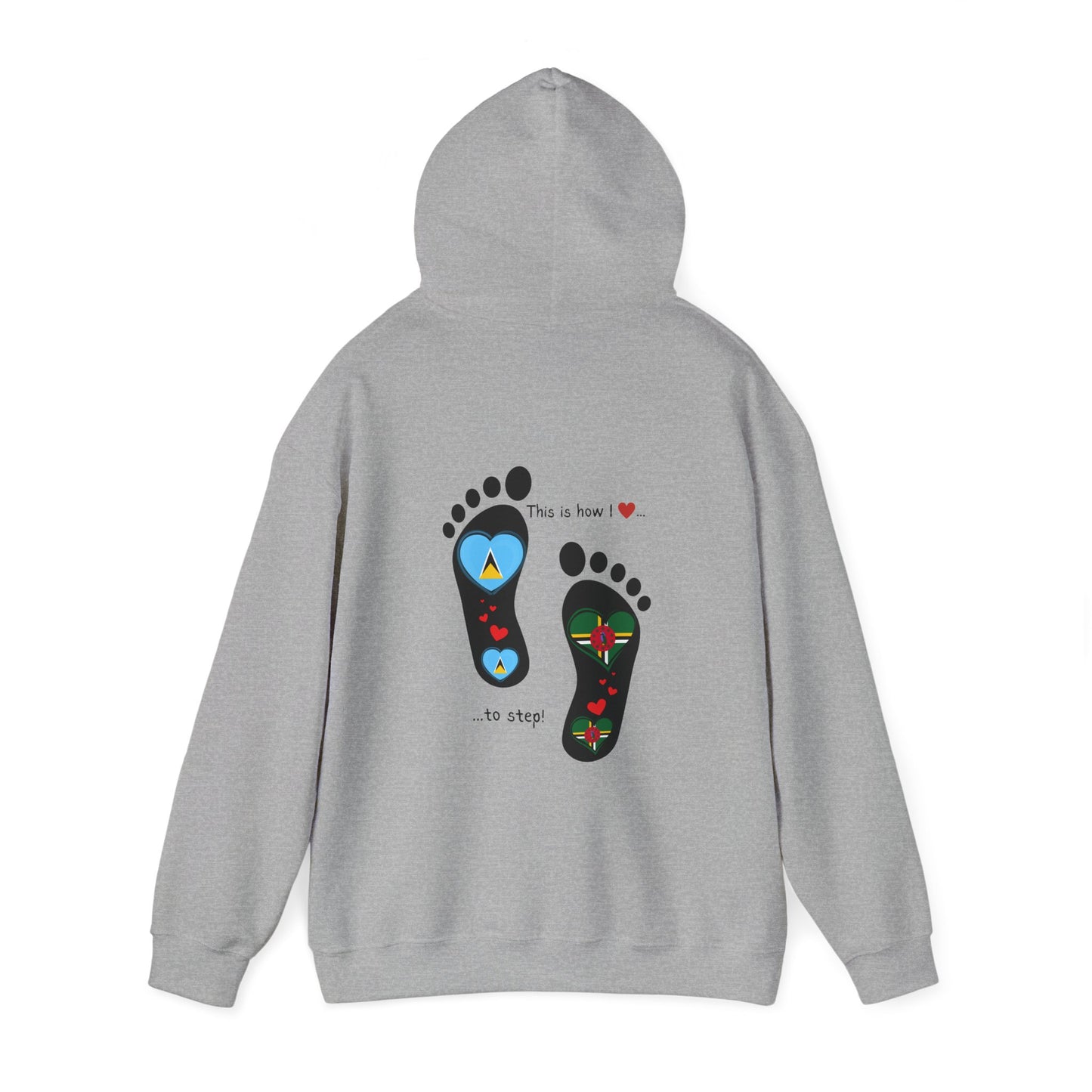 Saint Lucia & Dominica Flag Footprints Unisex Hoodie: Express dual-nationality Caribbean pride with unique designs on cozy sweatshirts