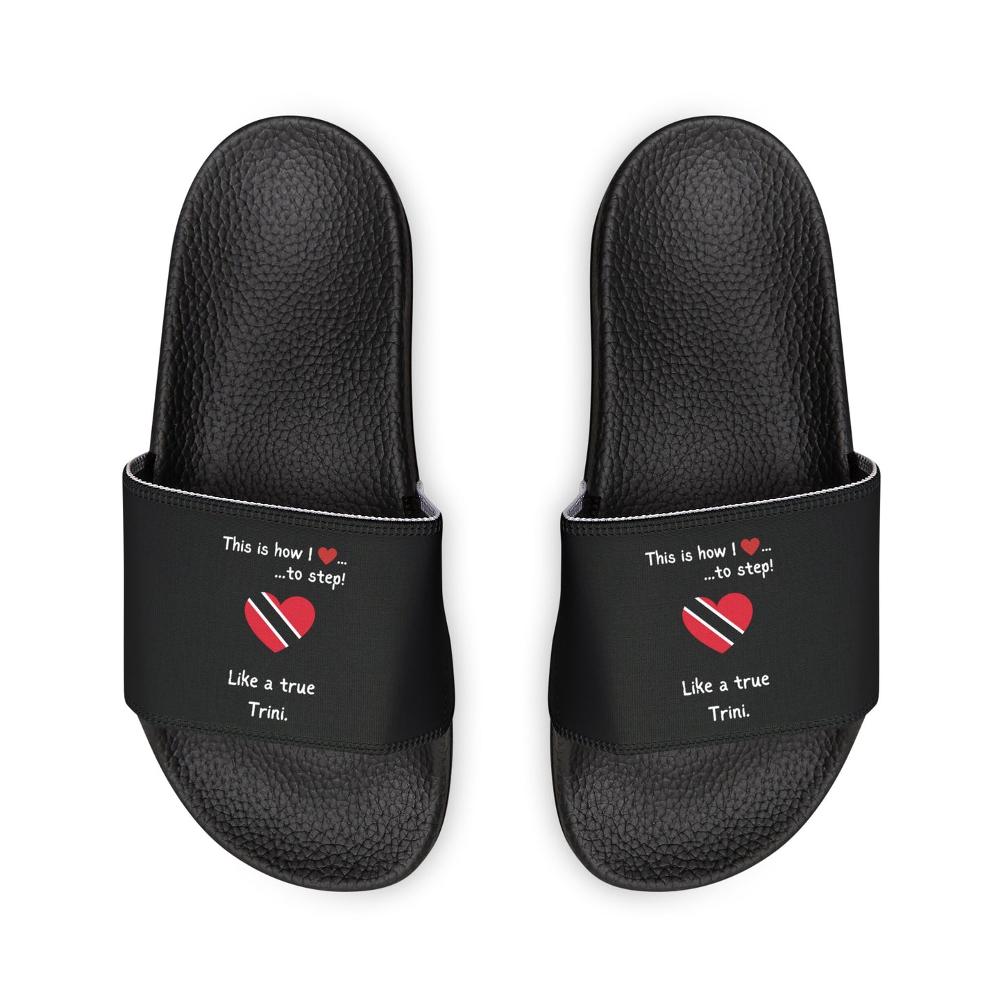 Women's PU Slide Sandals - Women's PU Slide Sandals - Step into the vibrant culture of Trinidad and Tobago with our Heart-shaped flag slider footwear from LoveJustJules!