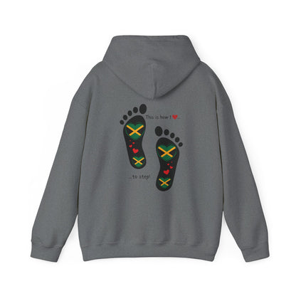 Jamaican Heritage Heart-Shaped Flag Footprints Unisex Hooded Top