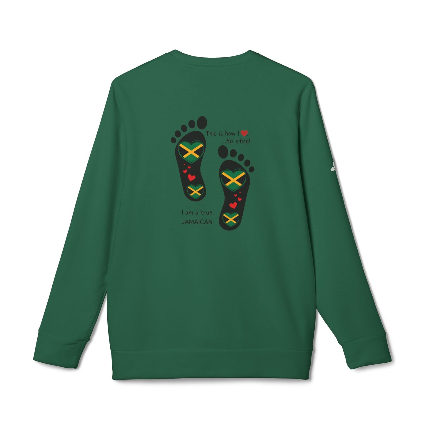 LoveJustJules Heart-Shaped Flag of Jamaica in Footprints Top - A Fusion of Style, Patriotism, and adidas® Quality