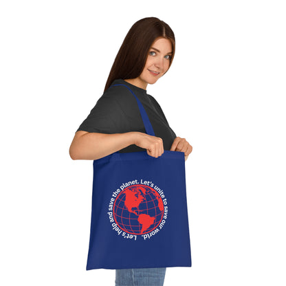 Cotton Tote/Bag - Global Consciousness Tote: LoveJustJules Eco-Friendly World Outline Bag