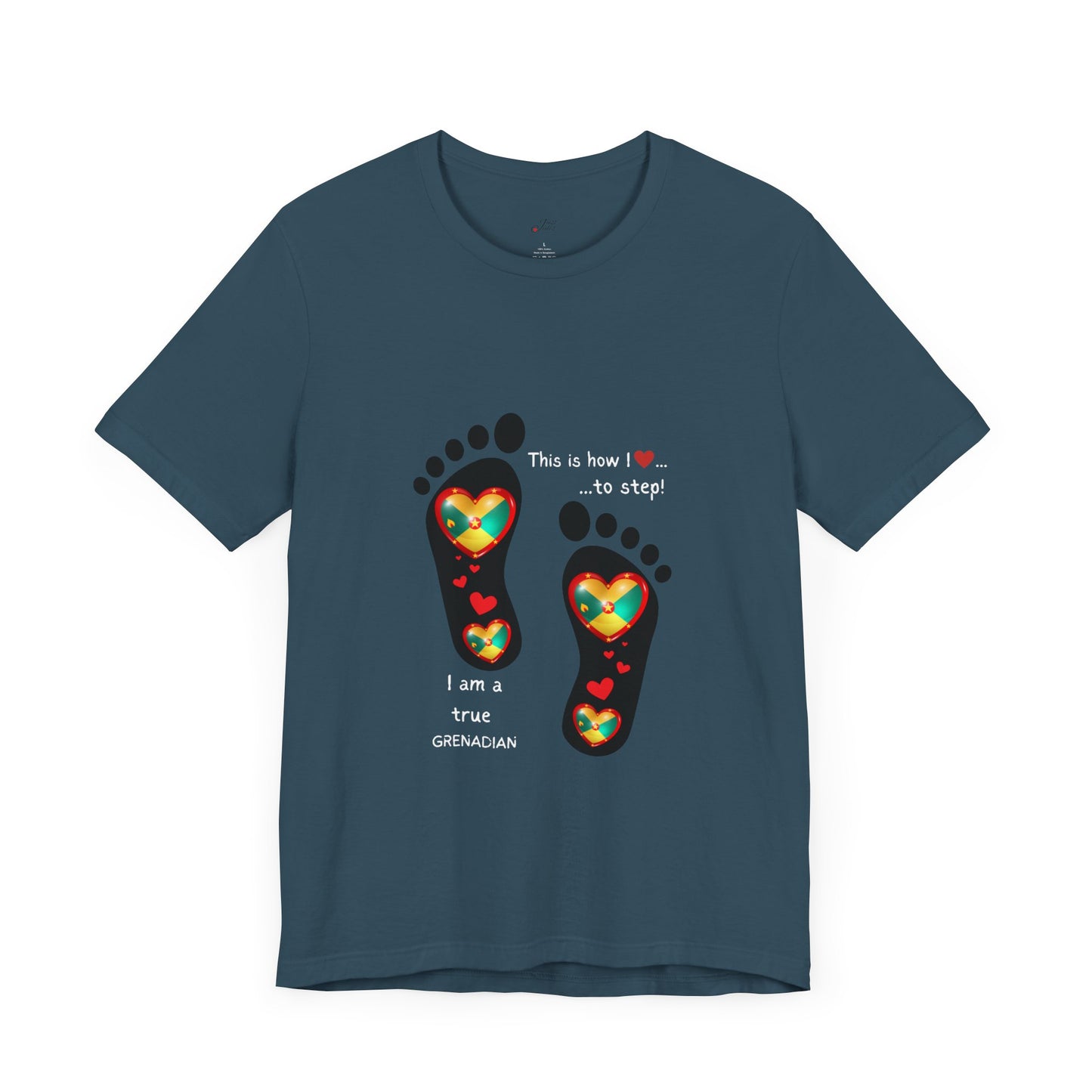 Unisex Jersey Short Sleeve Tee - LoveJustJules Grenadian Heart Flag Tee - Gift Idea