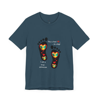 Unisex Jersey Short Sleeve Tee - LoveJustJules Grenadian Heart Flag Tee - Gift Idea