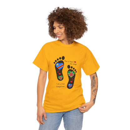 Unisex Heavy Cotton Tee - LoveJustJules - "Heritage Fusion: Celebrating Congo & Dominica in Every Step"