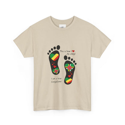 Unisex Heavy Cotton Tee - "Celebrating The Republic of the Congo & Dominica in Every Step" - Heritage Fusion By LoveJustJules