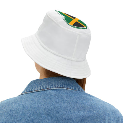 Elevate your style and showcase your Jamaican heritage with the LoveJustJules Heart-shaped Jamaican Flag Fisherman's Bucket Hat