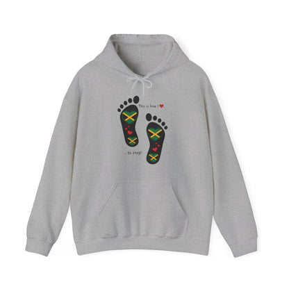 Jamaican Heritage Heart-Shaped Flag Footprints Unisex Hooded Top