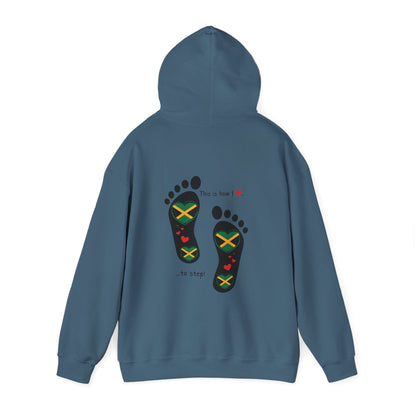 Jamaican Heritage Heart-Shaped Flag Footprints Unisex Hooded Top