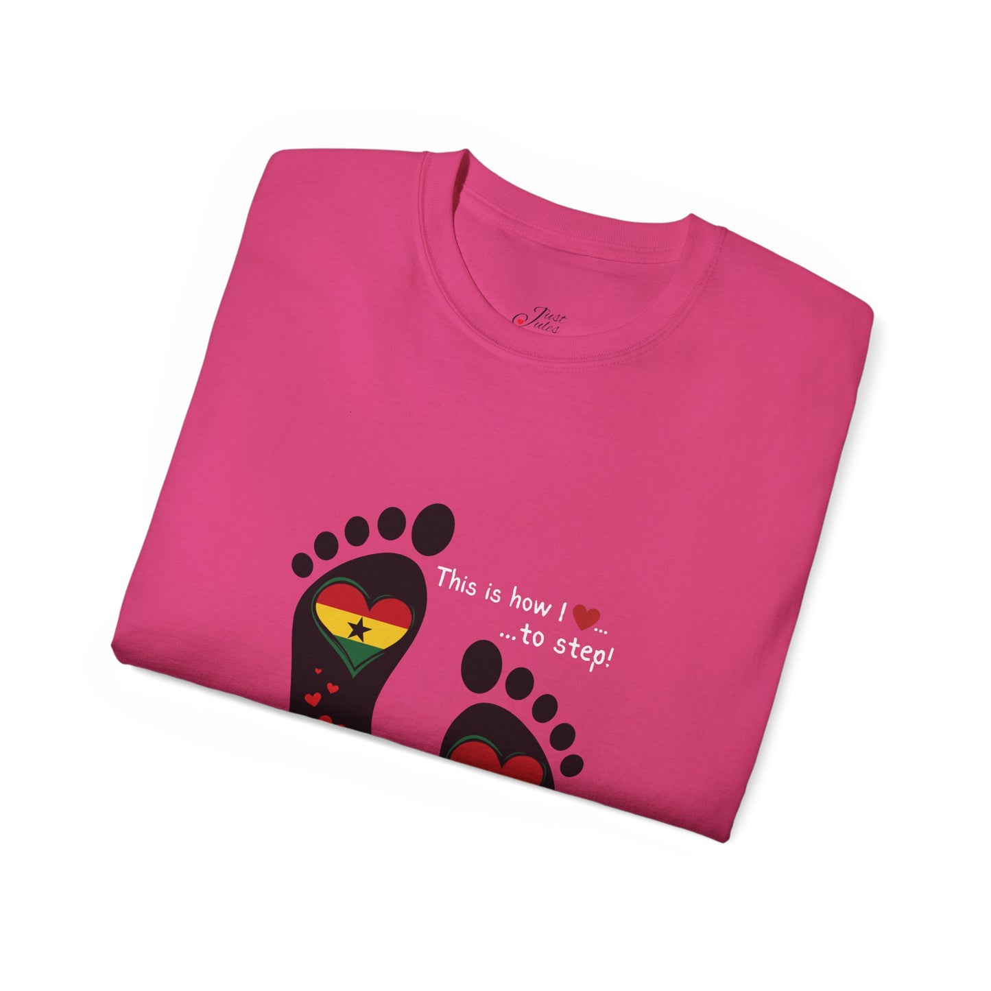 Unisex Ultra Cotton Tee - LoveJustJules Heart Flag Unisex Tee: Ghanaian Pride Edition