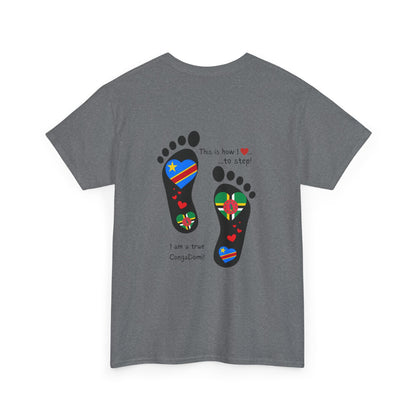 Unisex Heavy Cotton Tee - LoveJustJules - "Heritage Fusion: Celebrating Congo & Dominica in Every Step"