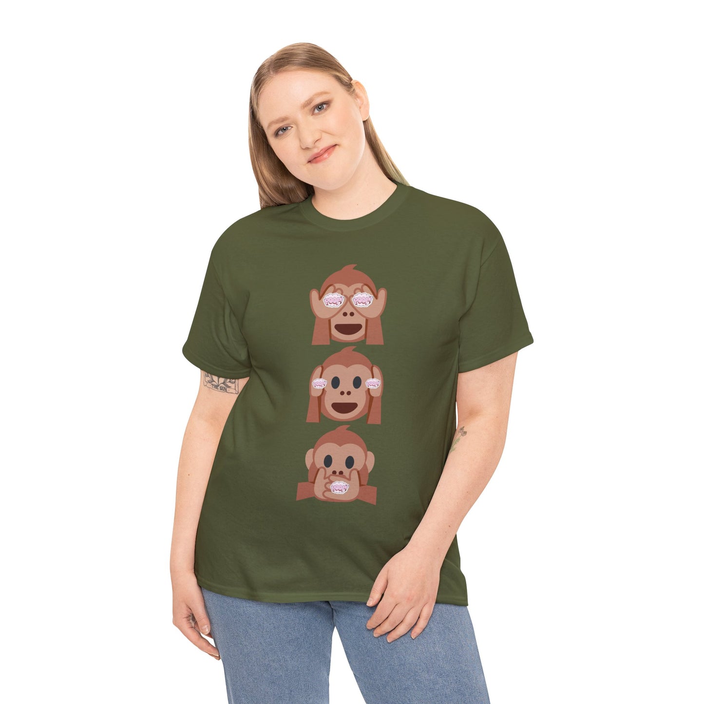 Introducing our Exclusive "See No Evil..Poop, Hear No Evil..Poop, Speak No Evil..Poop" Unisex Heavy Cotton Tee-shirt.