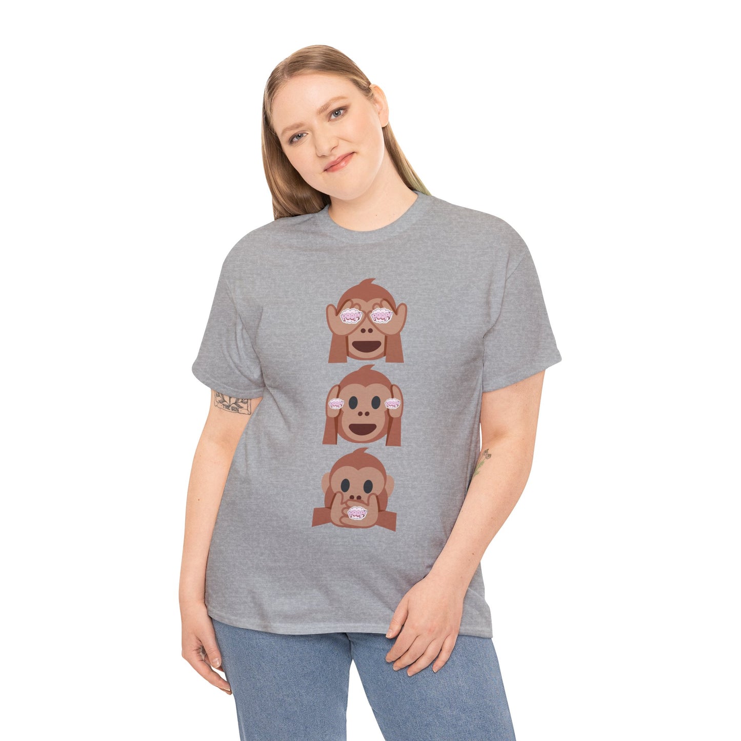 Introducing our Exclusive "See No Evil..Poop, Hear No Evil..Poop, Speak No Evil..Poop" Unisex Heavy Cotton Tee-shirt.