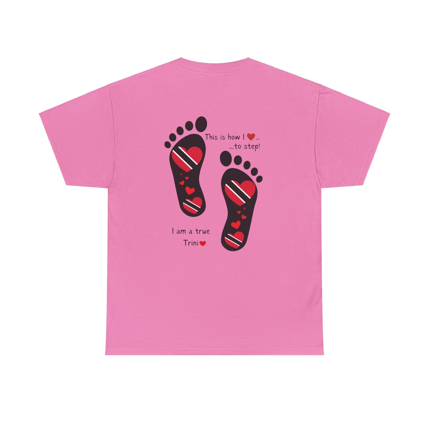 Introducing LoveJustJules's Exclusive Trinidad & Tobago Heart-Shaped Flags Footprint Tee - Trini flags in footprints.  Gift Idea.