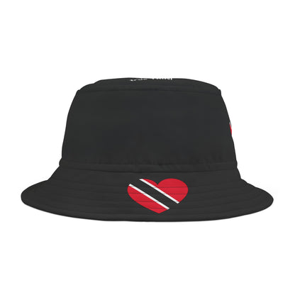 Heart-Shaped Trinidad & Tobago Flag Bucket Hat with 'All Up In My Head... I am a True Trini' Text