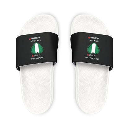 Removable-Strap Sandals - Step into Nigerian pride with our Heart-shaped Nigerian flag slider footwear from LoveJustJules!