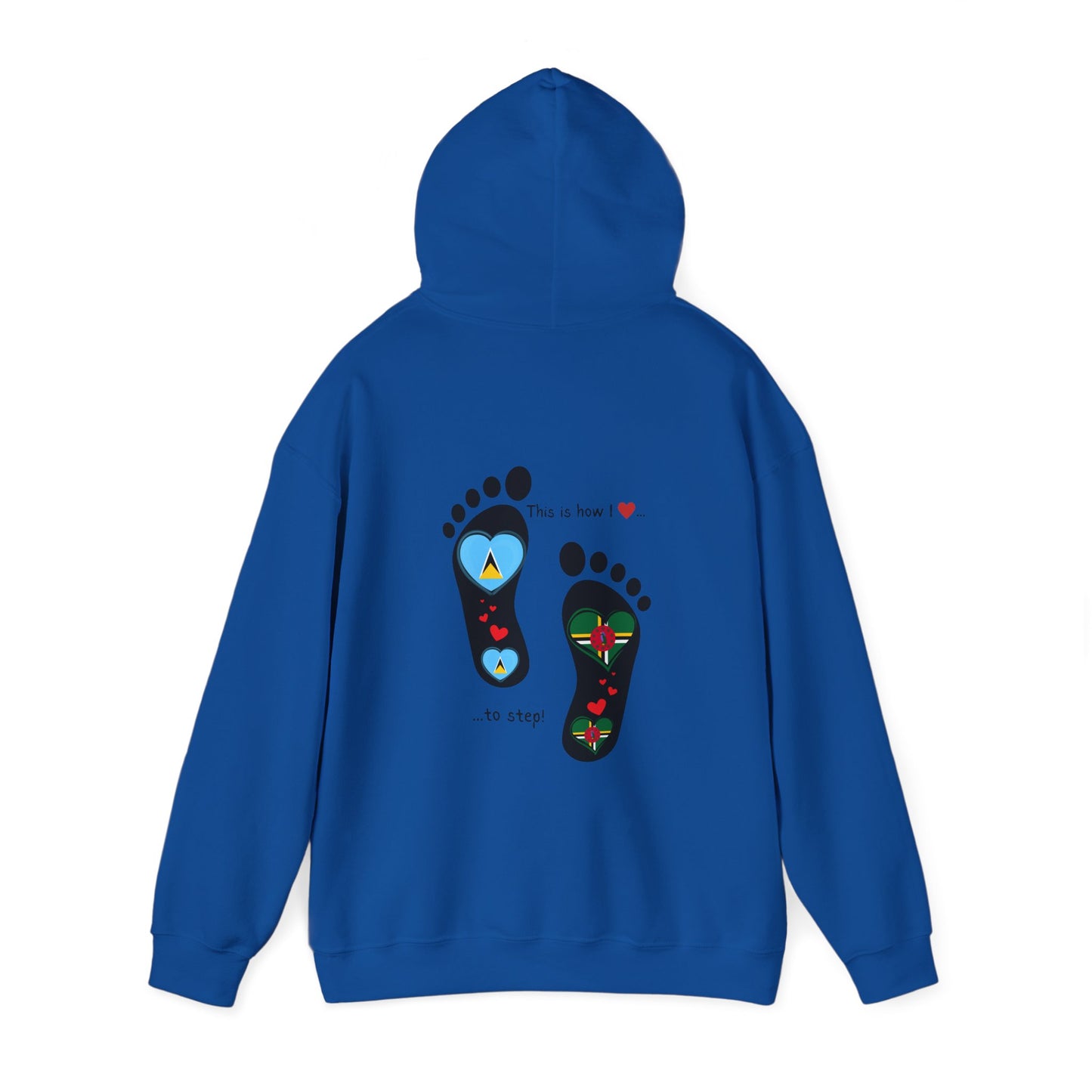 Saint Lucia & Dominica Flag Footprints Unisex Hoodie: Express dual-nationality Caribbean pride with unique designs on cozy sweatshirts