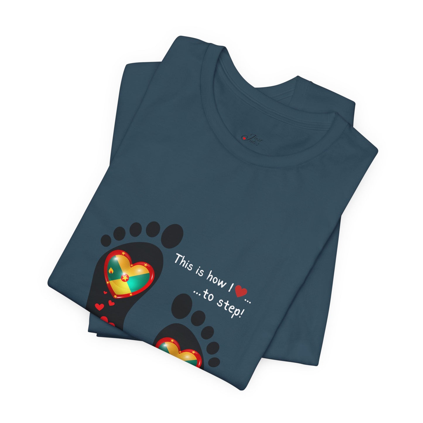 Unisex Jersey Short Sleeve Tee - LoveJustJules Grenadian Heart Flag Tee - Gift Idea