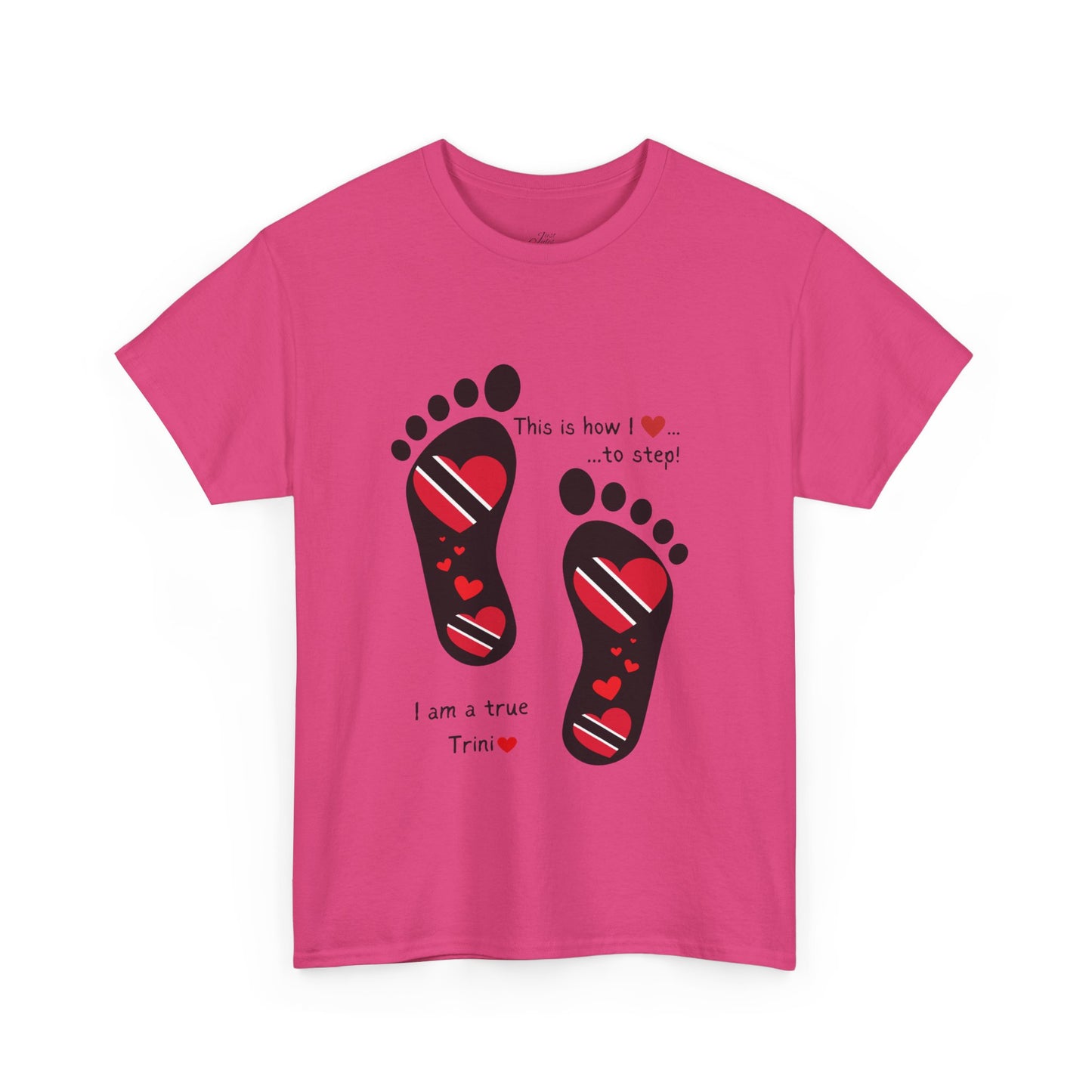 Introducing LoveJustJules's Exclusive Trinidad & Tobago Heart-Shaped Flags Footprint Tee - Trini flags in footprints.  Gift Idea.