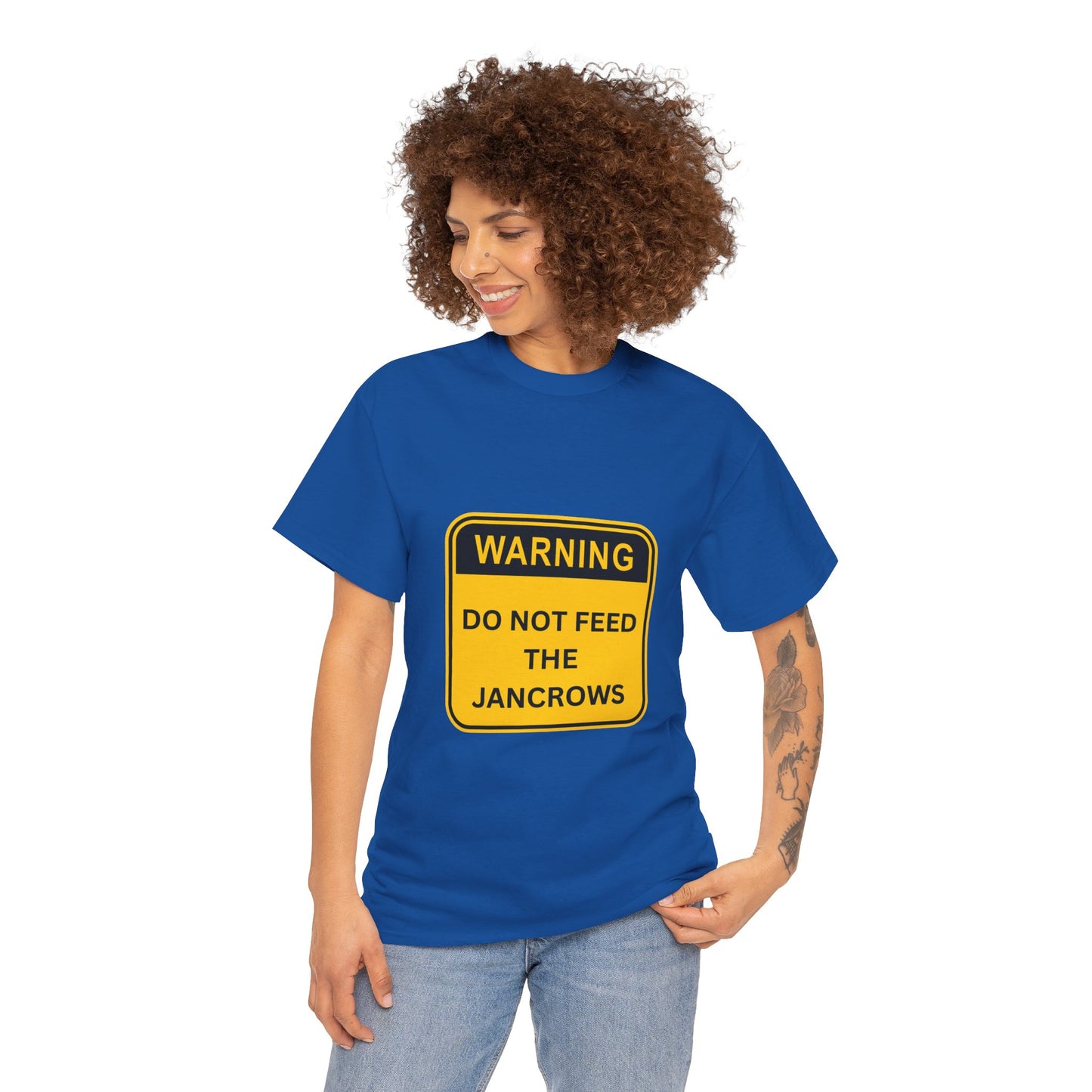 Unisex Heavy Cotton Tee - New Arrival! LoveJustJules Unisex Tee Shirts featuring the print design - "WARNING - DO NOT FEED THE JANCROWS"