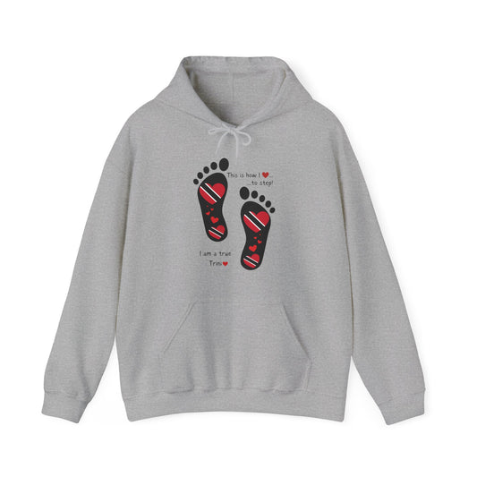 Trinidad Flag Footprints Hooded Top - Unique design meets comfort in our sweatshirt. Unisex style for all." Gift Idea for him and her.