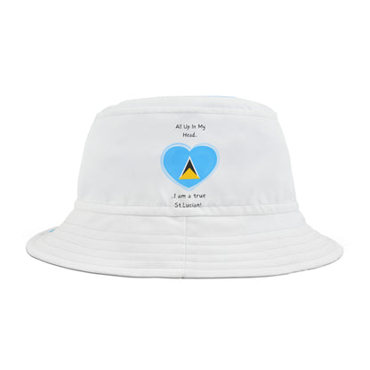 LoveJustJules Heart-shaped St. Lucian Flag Fisherman's Bucket Hat - Wear Your St. Lucian Pride!