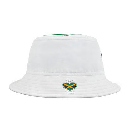 Elevate your style and showcase your Jamaican heritage with the LoveJustJules Heart-shaped Jamaican Flag Fisherman's Bucket Hat