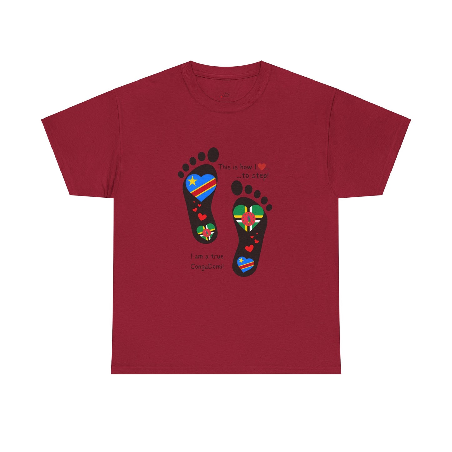 Unisex Heavy Cotton Tee - LoveJustJules - "Heritage Fusion: Celebrating Congo & Dominica in Every Step"