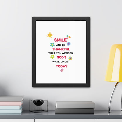 Framed Posters By LoveJustJules - “Smile and Be Thankful - Inspirational Framed Print – Uplifting Home Décor with Positive Message