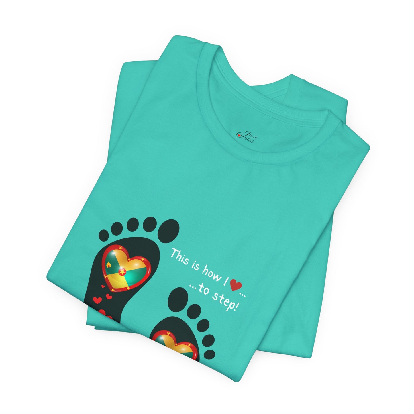 Unisex Jersey Short Sleeve Tee - LoveJustJules Grenadian Heart Flag Tee - Gift Idea