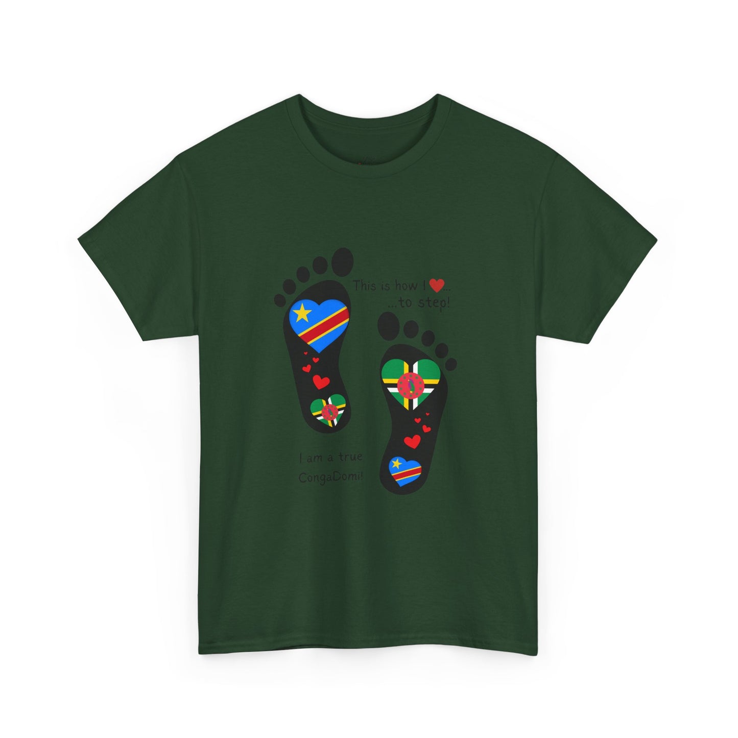 Unisex Heavy Cotton Tee - LoveJustJules - "Heritage Fusion: Celebrating Congo & Dominica in Every Step"