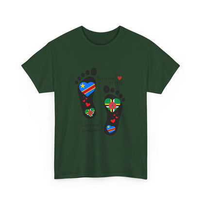 Unisex Heavy Cotton Tee - LoveJustJules - "Heritage Fusion: Celebrating Congo & Dominica in Every Step"